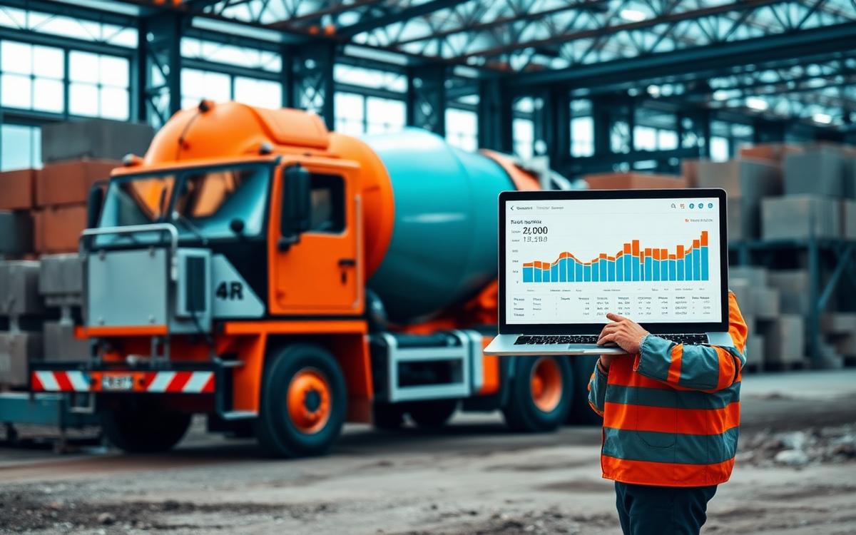 Planta de materiales de construcción con ingenieros en sitio